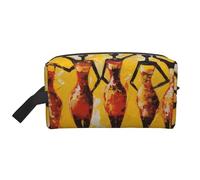 African American Woman Cosmetic Bag for Women, Traditional African Girls Makeup Bag Portable Toilet Organizer Pouch Travel Accessories Gift