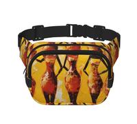 African American Woman Double Layer Waist Bag Pack Traditional Bum Bag Fanny Pack for Men Women, Adjustable Belt Bag for Travel Hiking Running Cycling Festival