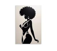 African American Woman Portrait Painting Art Black Girl Beautiful Black Ink Silhouette Poster Poster Vintage Art, Wall Canvas, Decoration Aesthetic, Living Room, Kids Room Dormitory, Cafe, Bathroom, S