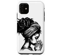 African American Woman Praying Wearing Headwrap Illustration Case for iPhone 11