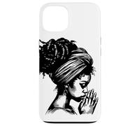 African American Woman Praying Wearing Headwrap Illustration Case for iPhone 13