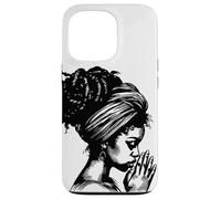 African American Woman Praying Wearing Headwrap Illustration Case for iPhone 13 Pro