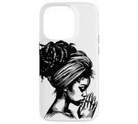 African American Woman Praying Wearing Headwrap Illustration Case for iPhone 14 Pro