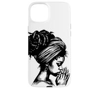 African American Woman Praying Wearing Headwrap Illustration Case for iPhone 15 Plus