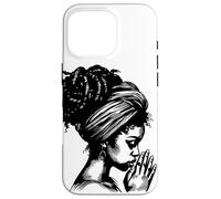 African American Woman Praying Wearing Headwrap Illustration Case for iPhone 16 Pro