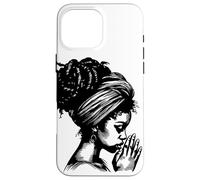 African American Woman Praying Wearing Headwrap Illustration Case for iPhone 16 Pro Max