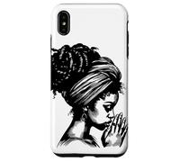 African American Woman Praying Wearing Headwrap Illustration Case for iPhone XS Max