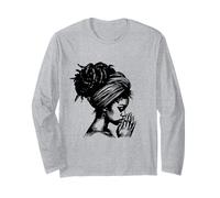 African American Woman Praying Wearing Headwrap Illustration Long Sleeve T-Shirt