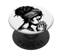 African American Woman Praying Wearing Headwrap Illustration PopSockets Adhesive PopGrip