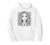 African American Woman With Locs Botanical Illustration Pullover Hoodie
