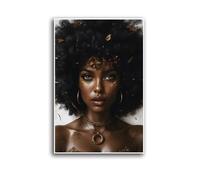 African American Women Afro Wall Art Beautiful Black Woman Afro Art Print Trendy Boho Artwork Modern Home Decor Urban Poster Indoor Decor for Home Offices Living Room Bedroom Dining Room Farmhouse
