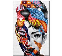 African American Women Canvas Wall Art Black Colorful Woman Banksy Abstract Portrait Painting Canvas Prints Poster Living Room Bedroom Bathroom Home Decoration Artwork Picture Frameless,60×90cm