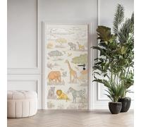 African Animal Door Stickers 90x210 cm 3D Lion Elephant Zebra Giraffe Door Murals Stickers Peel and Stick African Savannah Door Decals PVC Waterproof Removable Door Wall Poster for Home Decor