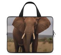 African Animal Elephant Laptop Sleeve Ultra-Thin, Waterproof 13inch Laptop Bags, Portable Protective Computer Bag with Hand Strap