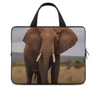 African Animal Elephant Laptop Sleeve Ultra-Thin, Waterproof 15inch Laptop Bags, Portable Protective Computer Bag with Hand Strap