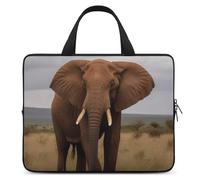 African Animal Elephant Laptop Sleeve Ultra-Thin, Waterproof 17inch Laptop Bags, Portable Protective Computer Bag with Hand Strap