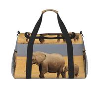 African Animal Elephant Printed Travel Duffel Bag, Large Capacity Hand Luggage Foldable Carry On Bag for Flight Travel Sports