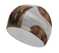 African Animal Elephant Swim Cap for Adult, Elastic Fabric Swimming Cap, Comfortable Bathing Cap for Long & Short Hair