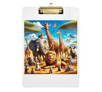 African Animal Giraffe Tiger Clipboard Acrylics Decorative Clipboard A4 Standard Size Clip Boards with Low Profile Metal Clip for Women Men Office Supplies 12.5 x 9 Inches