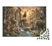 African Animal Kingdom 1000 Piece Puzzle Jungle Ruins for Relaxation First-Time Jigsaw Users Memory Improvement Small Gift Idea 52x38cm/1000pcs
