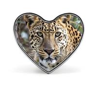 African Animal Leopard Buttons Pin Memorial Boutonniere for Wedding Groom Bride, Customize Lapel Heart Pin for Christmas, Men Women Costume Decorative Fashionable Brooches