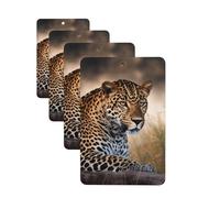 African Animal Leopard Car Air Freshener Cards Set of 4 Pieces Long Lasting Hanging Scented Cards for Bedroom Wardrobe Car Aromatherapy Tablets for Men Women Rearview Mirror Pendant