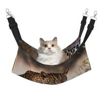 African Animal Leopard Cat Hammock for Cage Hanging Soft Pet Hammock Bed with Adjustable Straps and Metal Hooks Reversible Double Sided Hanging Bed Soft Sleeping Hammock for Cats