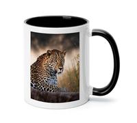 African Animal Leopard Ceramic Coffee Mug with Handle 11 Ounces, Porcelain Mug Coffee Cup Tea Mug Water Cup Ideal for Coffee,Tea,Latte,Cappuccino,Microwave & Dishwasher Safe Unique Gift Cup