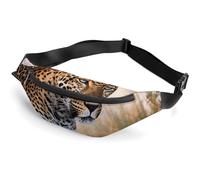 African Animal Leopard Fanny Packs with Zipper, Personalized Waist Bags with Multiple Pockets, Adjustable Sling Bag for Travel, Waterproof Belt Bag, Crossbody Bags for Unisex