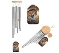 African Animal Leopard Memorial Wind Chimes for Outside Deep Tone 20.5", 6 Aluminum Tubes, Sympathy Windchimes Personalized Chimes for Outdoor Garden Patio Yard Decor, Bereavement Condolence Gift