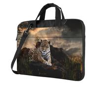 African Animal Leopard Patterned 14 inch laptop bag with shoulder strap, suitable for business trips