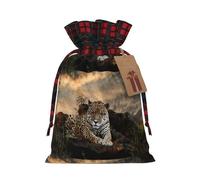 African Animal Leopard Printed Gift Bag, Perfect Color Blocking Burlap Gift Bag