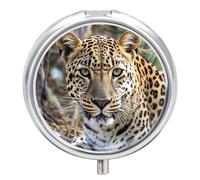 African Animal Leopard Small Pill Box 3 Grids Travel Pill Case Portable Daily Pill Organizer with Anti-Mixing Design Easy to Retrieve Meds for Medication, Vitamin, Supplements