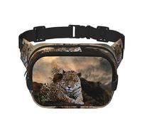 African Animal Leopard Square Double-Layer Waist Bag Chest Bag Crossbody Bag Running Travel Hiking Waist Bag