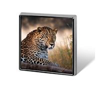 African Animal Leopard Square Lapel Pin 0.7x0.7in Aluminum Badge Stylish Personalized Accessory Daily Wear