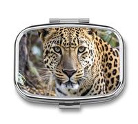 African Animal Leopard Travel Pill Organizer A Daily Pill Box for Supplements 2 Compartment Pill Case Convenient for Carrying and Storing Medicines Box