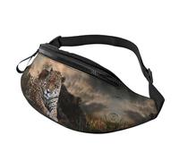 African Animal Leopard Waist Bag Bumbags for Men Women, Print Polyester Waist Pack for Travel Walking Sport with Adjustable Strap