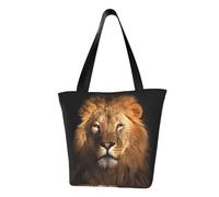 African Animal Lion Fashion Canvas Tote Bag With All Over Print Design,Large Reusable Shopper Tote With Double Handles,Beach Tote, Weekend Bag