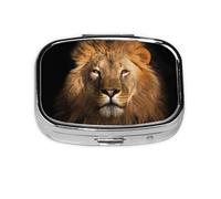 African Animal Lion,Meta Pill Box 2 Compartment Medicine Case,Portable Organizer,Rectangle Meta Portable Organizer Pill Box 851 Compartment Medicine Case