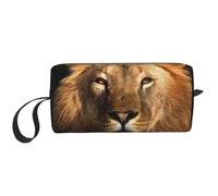 African Animal Lion Prints Travel Makeup Bag Makeup Pouch, Portable Simple Zippered Makeup Organizer Case for Women