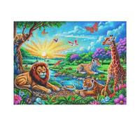 African Animal Paradise 500 Pieces Set Classic Jigsaw Puzzle Couple Puzzle Partners Logic Skill Wall Decor Easter New Year Gift Eco-friendly Recycled Cardboard 500 PCS