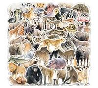 African Animal Stickers 50 Pcs Waterproof Funny Cartoon Animal Sticker for Water Bottle Laptop Scrapbook Skateboard Car Bike Notebook Luggage Guitar,Vinyl Cute Cheetah Snake Decals for Teens Adults