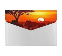 African Animal Sunset File Folder 6-Pocket, Waterproof Accordion File Organizer with Snap Closure, Expanding Document Holder for Office, Home