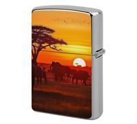 African Animal Sunset Lighter Case Metal Protective Cover with Double-Sided Art Design, Cool Lighters Pouch Shockproof Lighter Cover for Men Women Gifts, Lighters Not Included