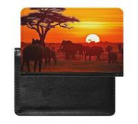African Animal Sunset Passport Holder with 3 Card Slots, Portable PU Leather Travel Wallet, Slim Protective Cover for Passport, ID, Credit Cards