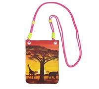 African Animal Sunset Print Crossbody Phone Bag For Women Men, Adjustable Strap Phone Purse, For Travel Shopping
