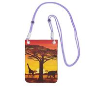African Animal Sunset Print Crossbody Phone Bag For Women Men, Adjustable Strap Phone Purse, For Travel Shopping