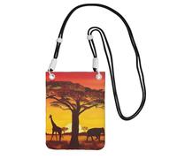 African Animal Sunset Print Crossbody Phone Bag For Women Men, Adjustable Strap Phone Purse, For Travel Shopping