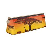 African Animal Sunset Print Lightweight Spacious Pencil Case Large Capacity Triangle Zippered for Writing Tools