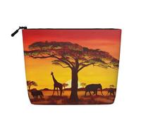 African Animal Sunset Print Makeup Bag Travel Toiletry Bag,Travel Makeup Bag,Portable Women Makeup Organizer Case